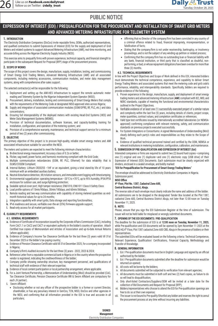 DISCOS Expression of Interest Page